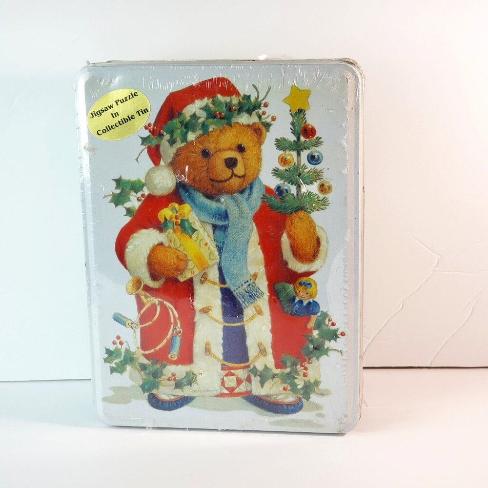 🎄🧩 Vintage NWT Christmas Jigsaw Puzzle in Collectible Tin🎁✨